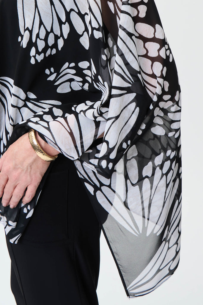 Joseph Ribkoff T Black White Printed Poncho Wrap 223943 110 main image 0