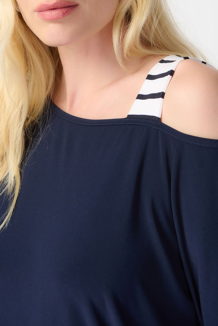 Joseph Ribkoff 241168 Top Midnight Blue/Vanilla