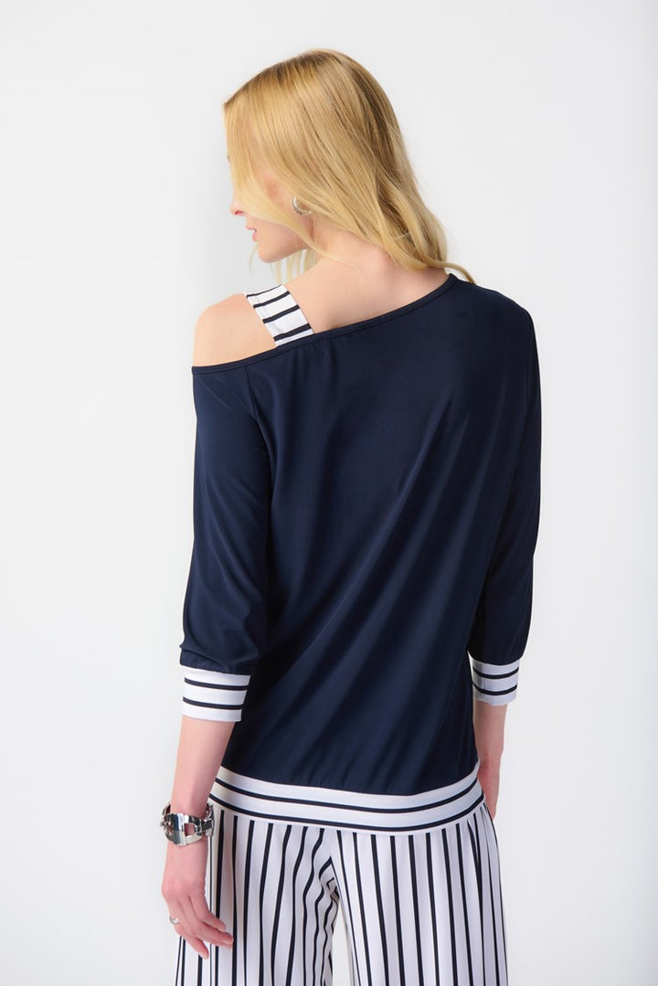 Joseph Ribkoff 241168 Top Midnight Blue/Vanilla