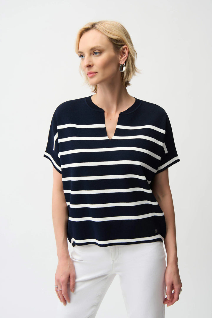Joseph Ribkoff 261921 Top Midnight Blue/Vanilla