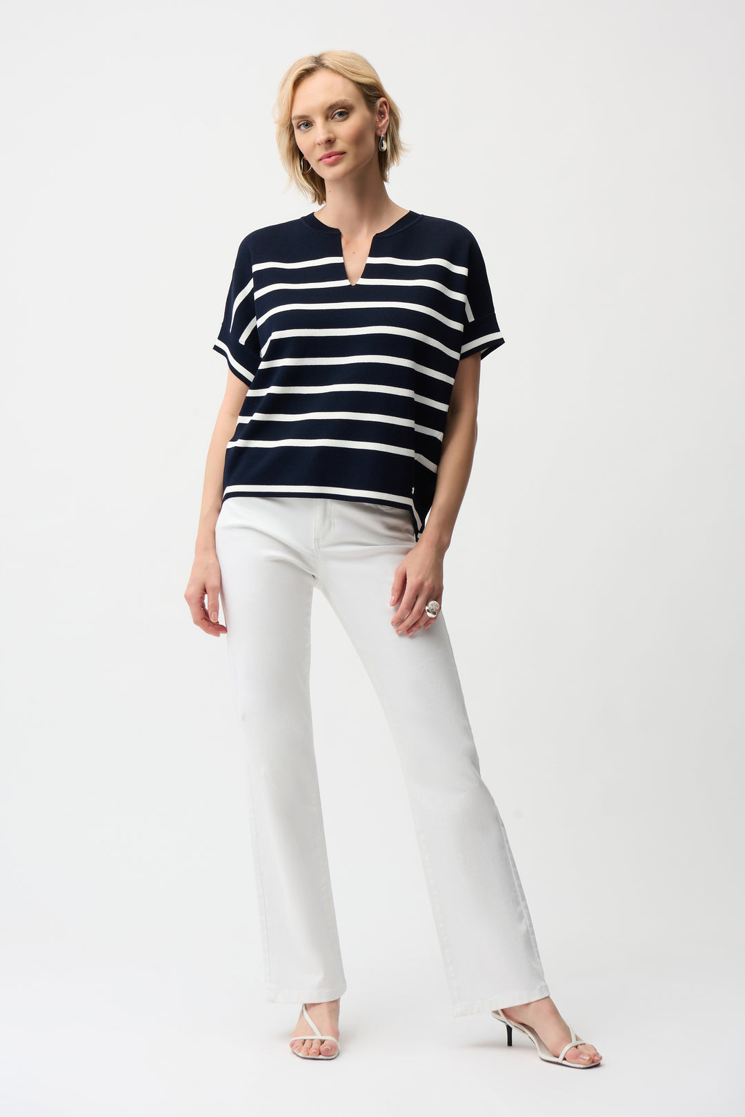 Joseph Ribkoff 261921 Top Midnight Blue/Vanilla