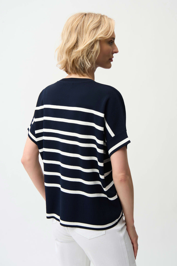 Joseph Ribkoff 261921 Top Midnight Blue/Vanilla