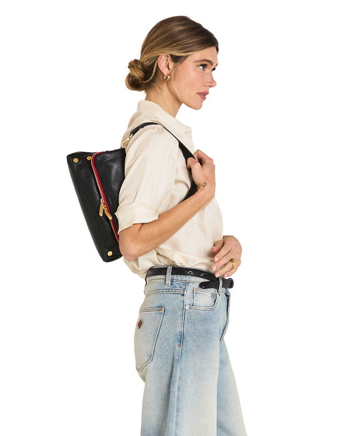 Hammitt Beverly Med-Black-BG-Red Zip