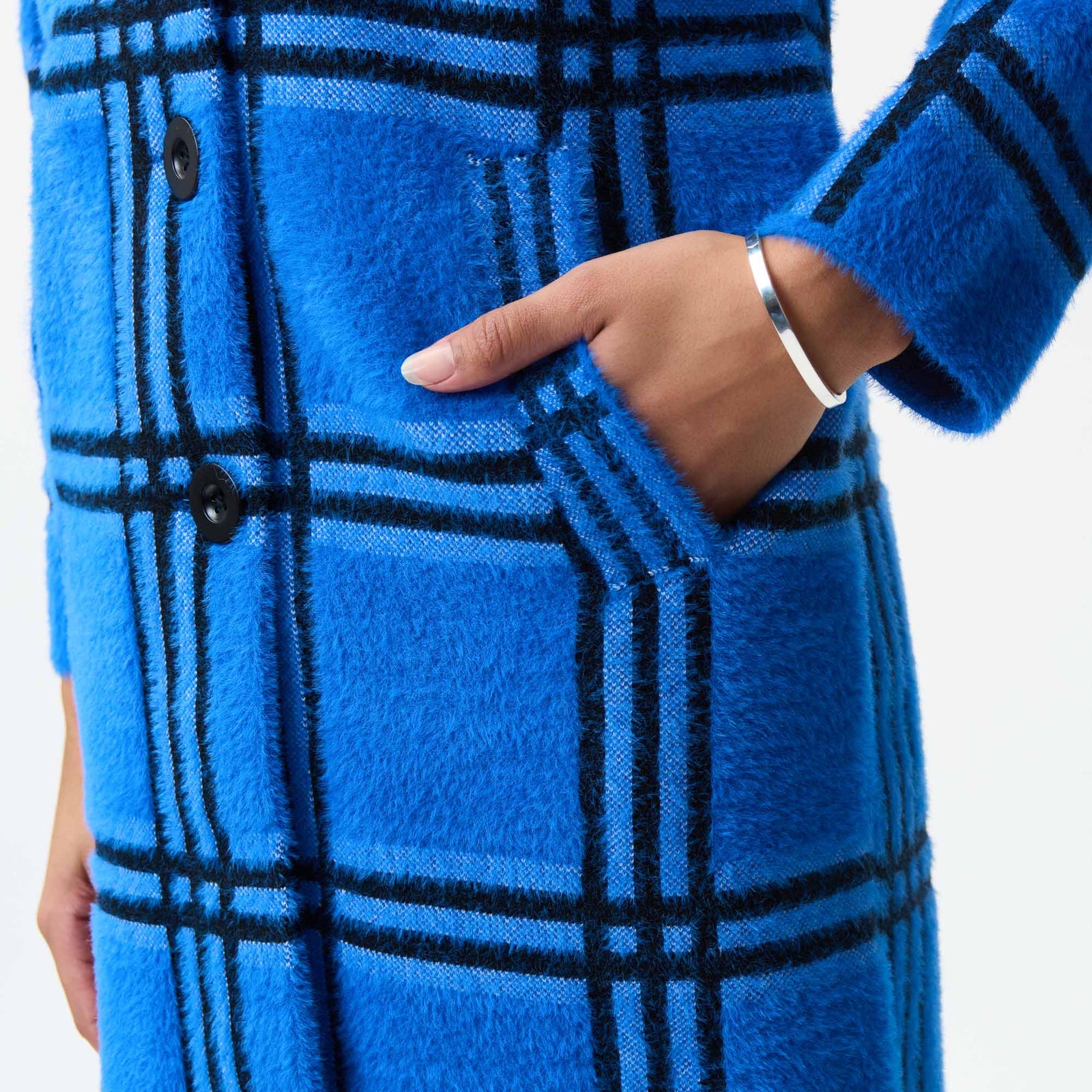  Women's Blue Plaid Coat